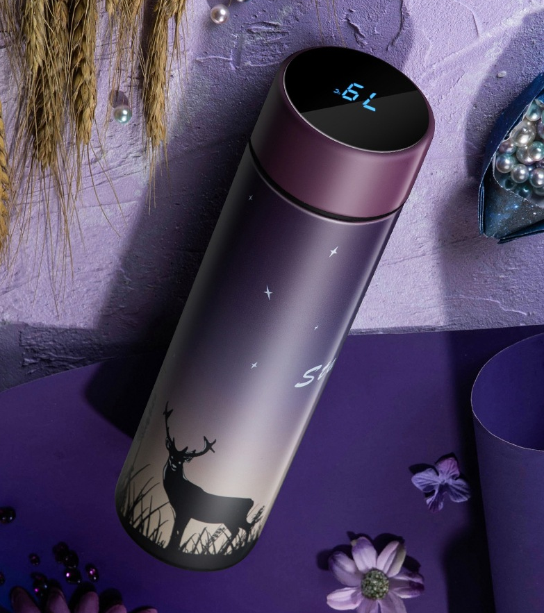 Stainless steel vacuum flask with a LED touch display temperature